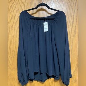 INC DEEP BLACK CRINKLE LINED OFF SHOULDER TOP - SIZE XXL - NWT